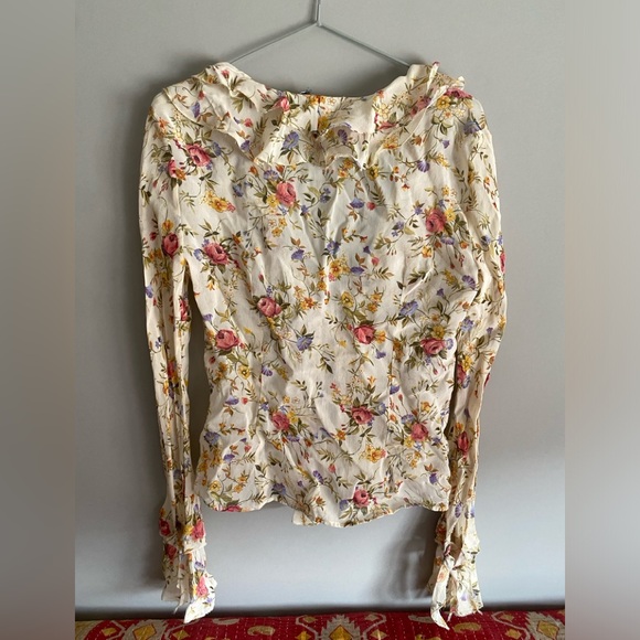 Mng top sheer floral y2k style top tied at the front size medium - Picture 2 of 2